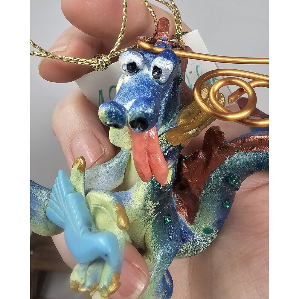 Artisan Pottery Whimsical I Gwanna Hold Your Bird Ornament Claire Barr Wilson - Picture 5 of 10
